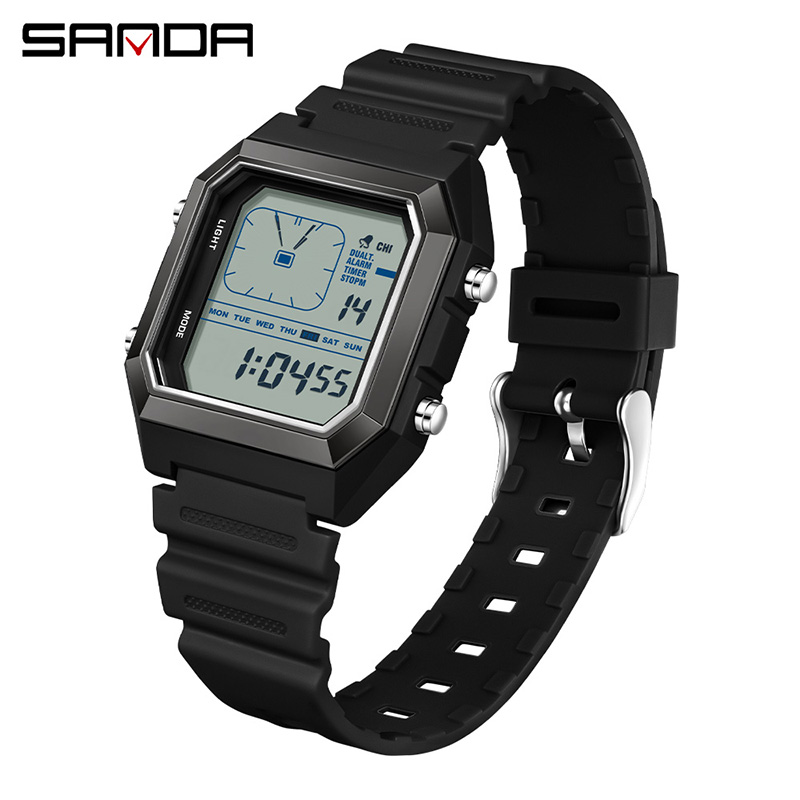 Vintage Digital Watch - SANDA 6307 New Men's Digital Multifunctional