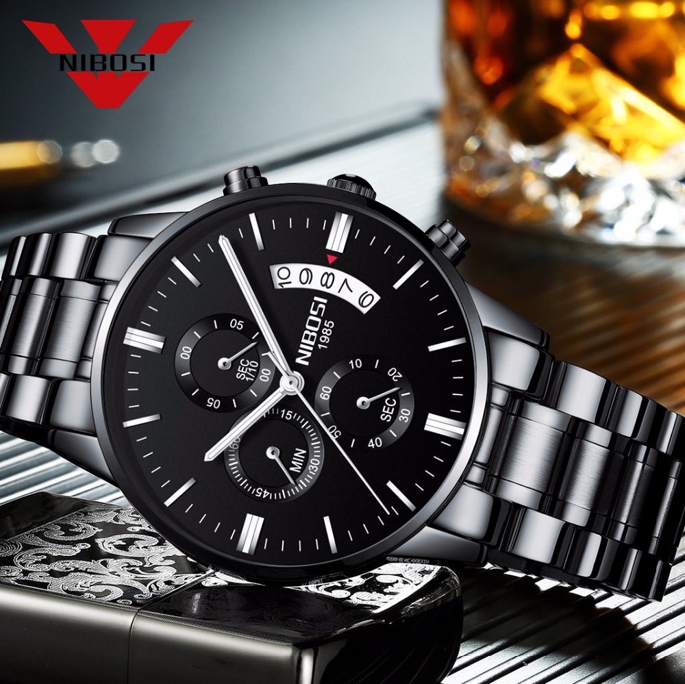 NIBOSI Stainless Steel Black Q - Smartwatch Watches For Men Brands ulasan dan harga
