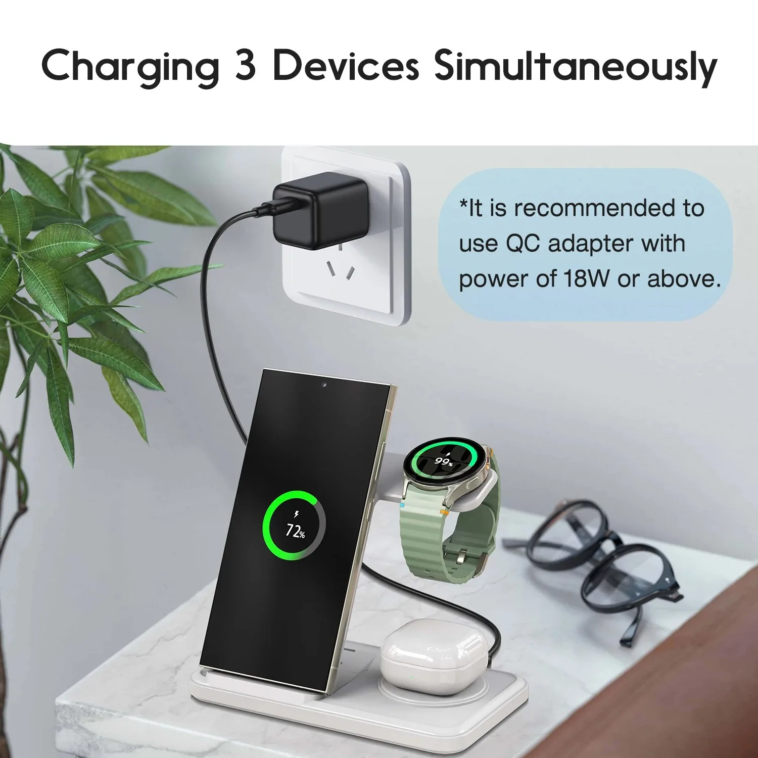 Desktop 3-in-1 Wireless Charge - Smartwatch Watches For Iphone ulasan dan harga