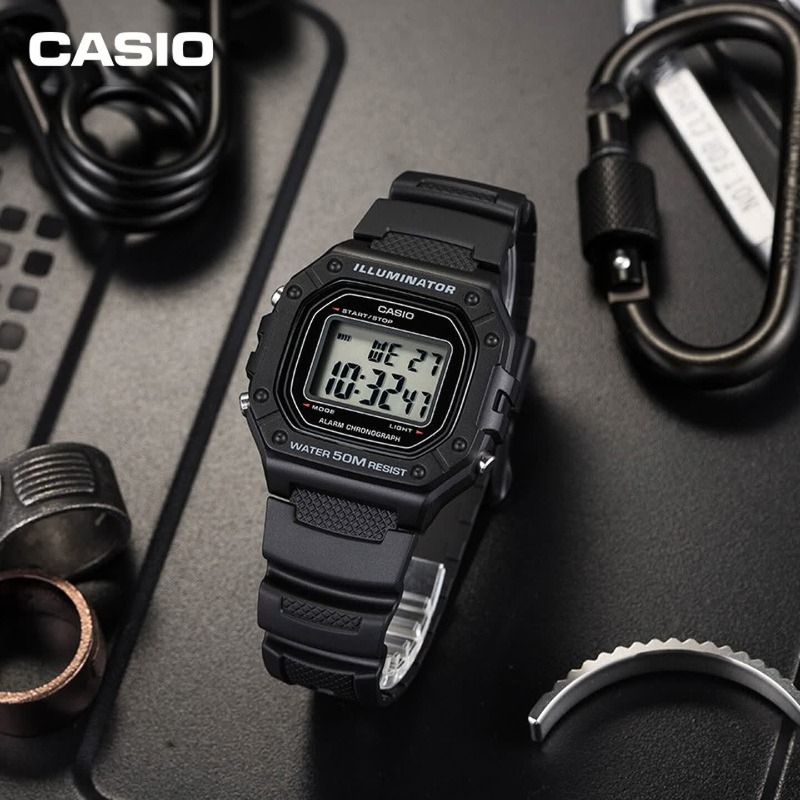 Original Casio W-218H-1A Digit - Vintage Digital Watch ulasan dan harga