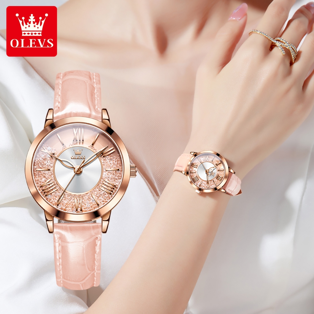 OLEVS Original Pink Leather Wa - Vintage Digital Watch ulasan dan harga