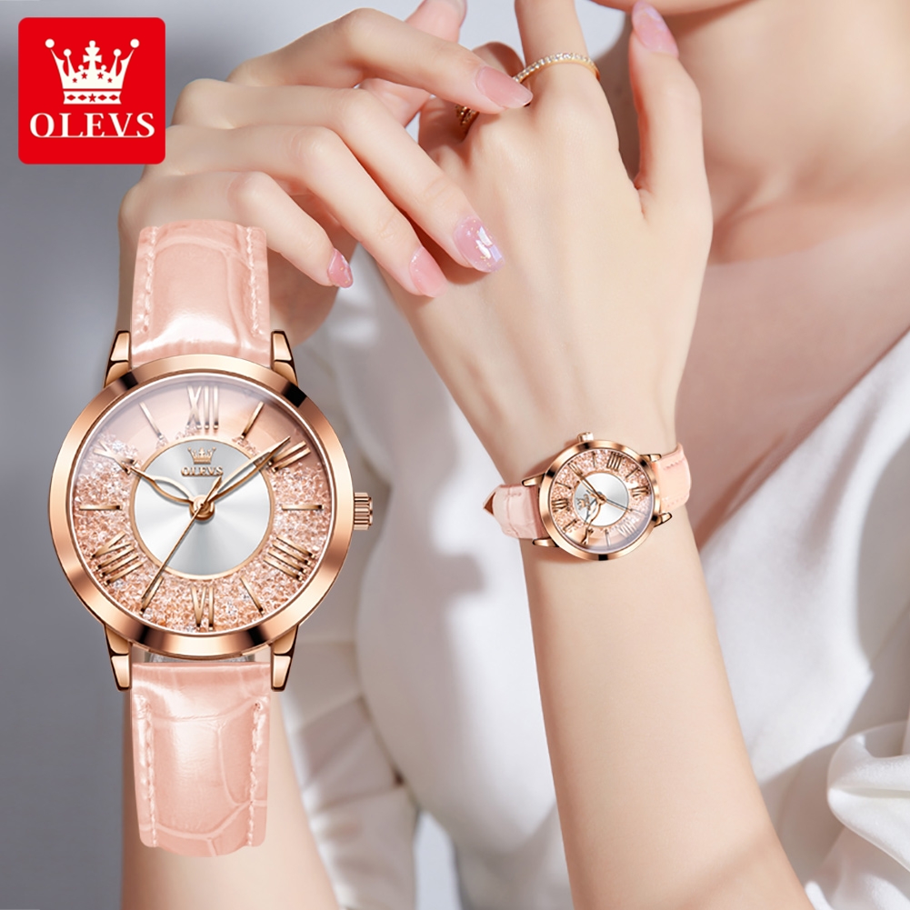 OLEVS Original Pink Leather Wa - Vintage Digital Watch ulasan dan harga