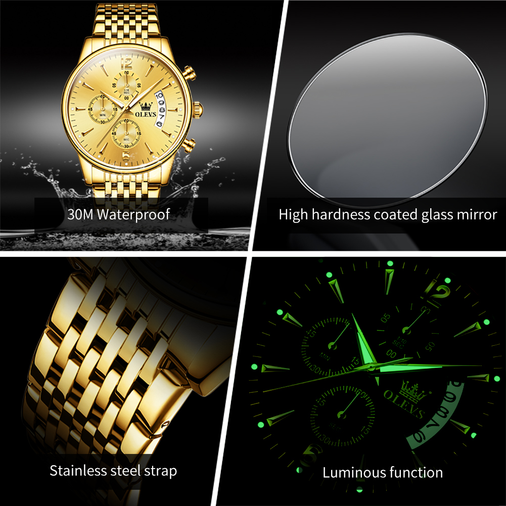 OLEVS Brand Luxury Gold Quartz - Smartwatch Watches For Men Brands ulasan dan harga