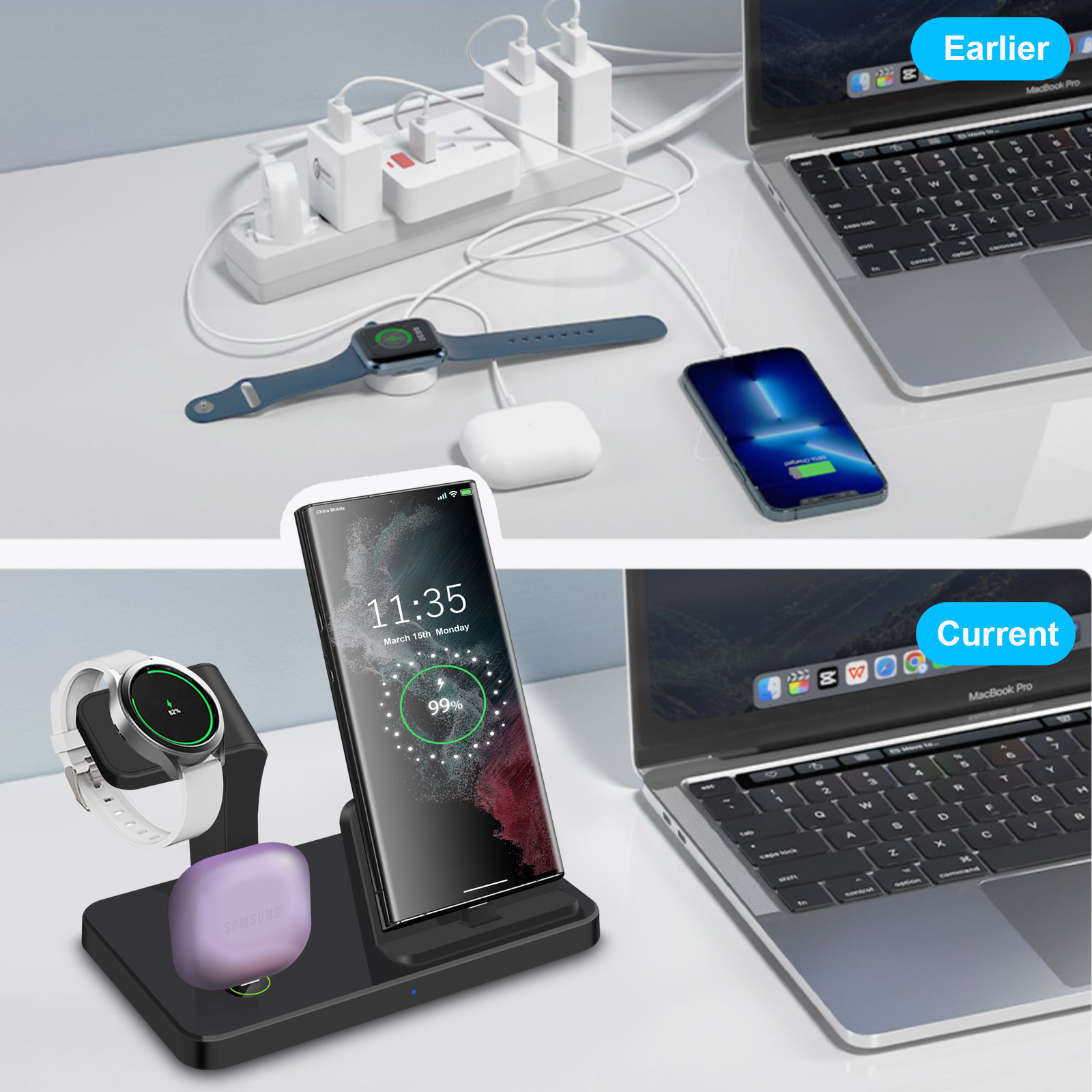 Desk 3 in 1 Type C Port Wirele - Watches Smartwatch Samsung ulasan dan harga