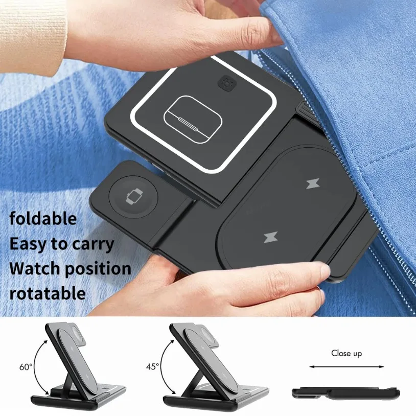 3 in 1 Foldable Wireless Charg - Smartwatch Watches For Iphone ulasan dan harga