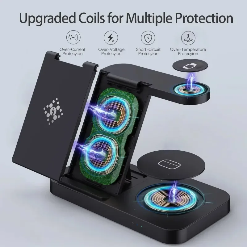 Travel 4 in 1 Wireless Charger - Smartwatch Watches For Iphone ulasan dan harga