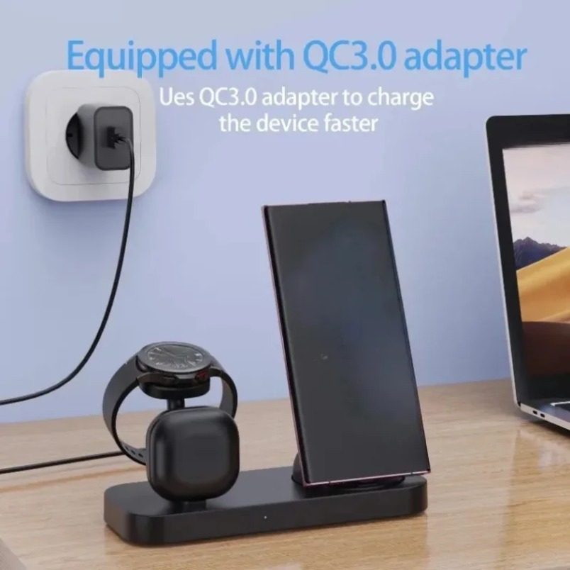 3 in 1 Wireless Charger Dual C - Watches Smartwatch Samsung ulasan dan harga