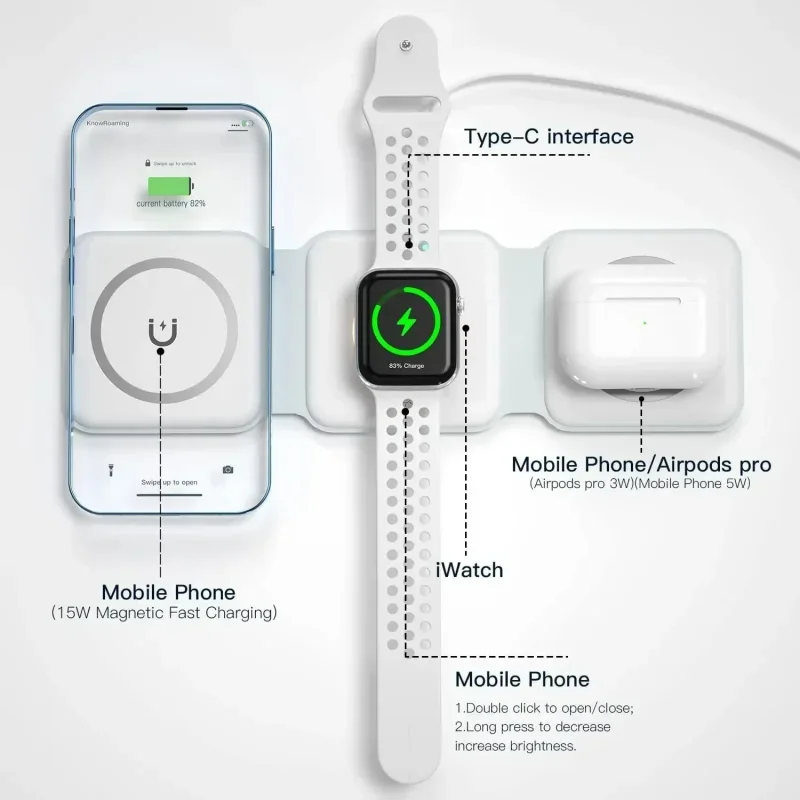 3 in 1 Portable Magnetic Wirel - Smartwatch Watches For Iphone ulasan dan harga