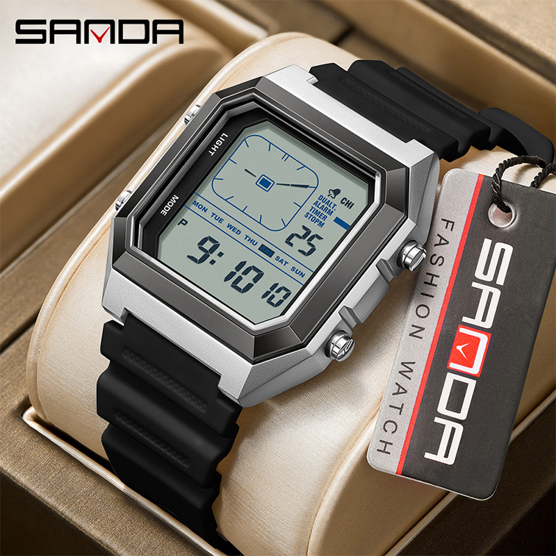SANDA 6307 New Men's Digital M - Vintage Digital Watch ulasan dan harga